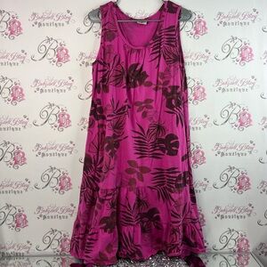 CMC dress color me cotton leafs floral flower Tropical Pink Sleeveless ruffle